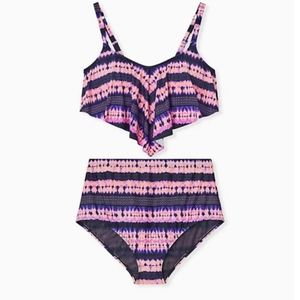 NWT 2 piece Medallion flounce top bikini